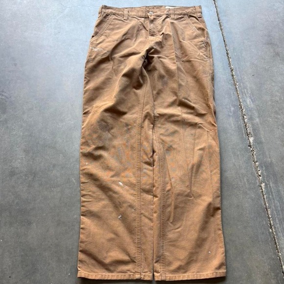 Other - Y2K Brown Carhartt Paint Splatter Canvas Carpenter Pants